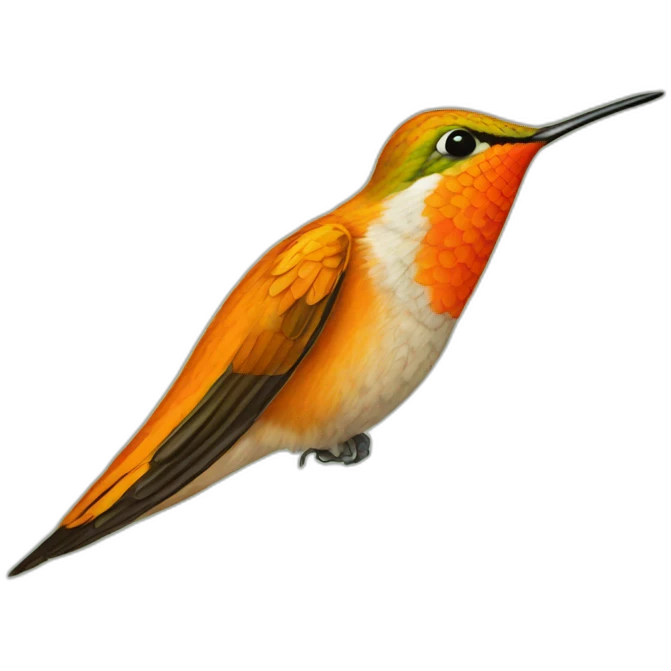 Orange coloured hummingbird emoji
