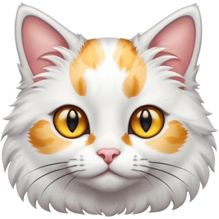 gatto bianco con macchie nere in testa e occhi gialli emoji