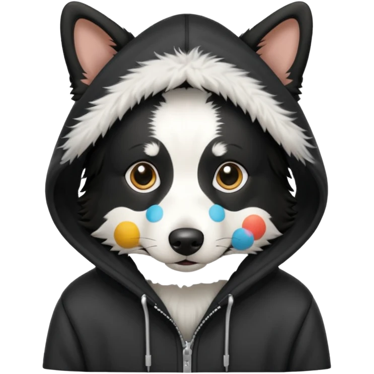 Border collie wearing hoodie emoji