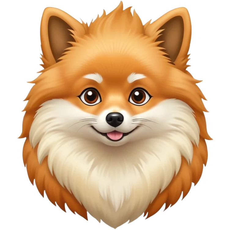 fluffy Pomeranian dog with pointy ears, fox-like face, and plumed tail emoji