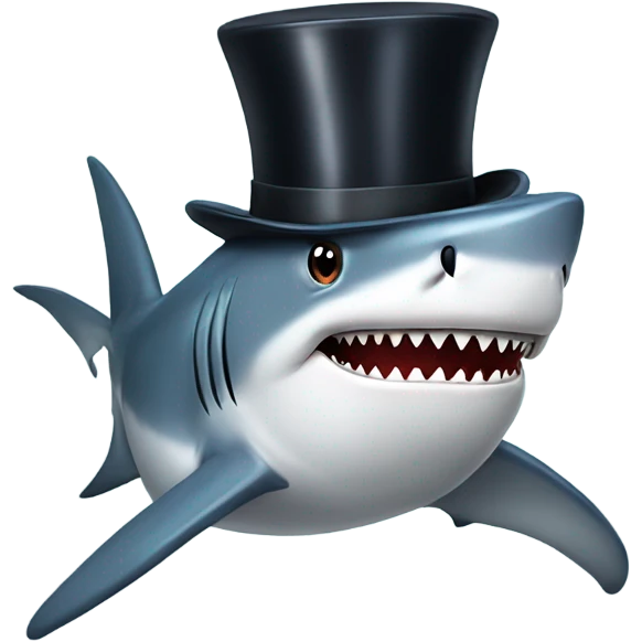 Shark with a top hat emoji