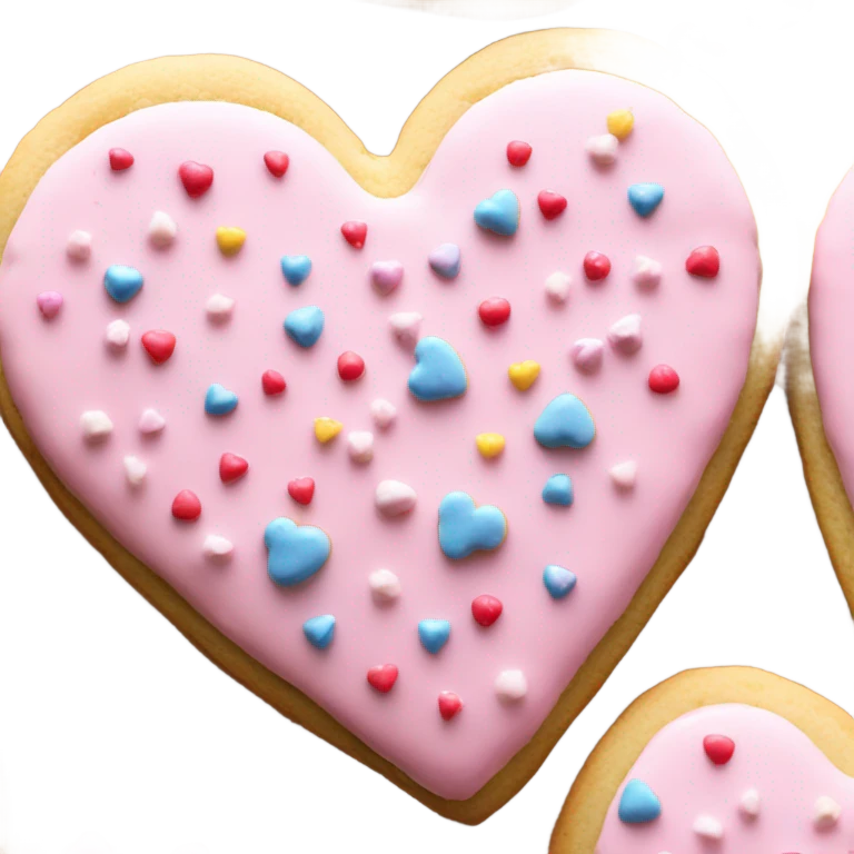 heart shaped sugar cookie with pastel pink frosting and sprinkles emoji