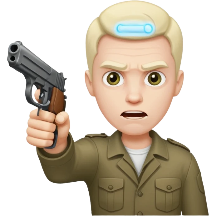 black crazy mad man with gun pointing it  emoji