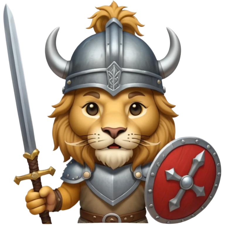 lion with viking helmet and sword behind emoji