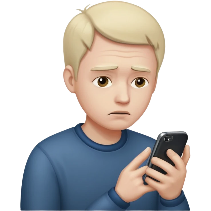 depressive man using his phone emoji