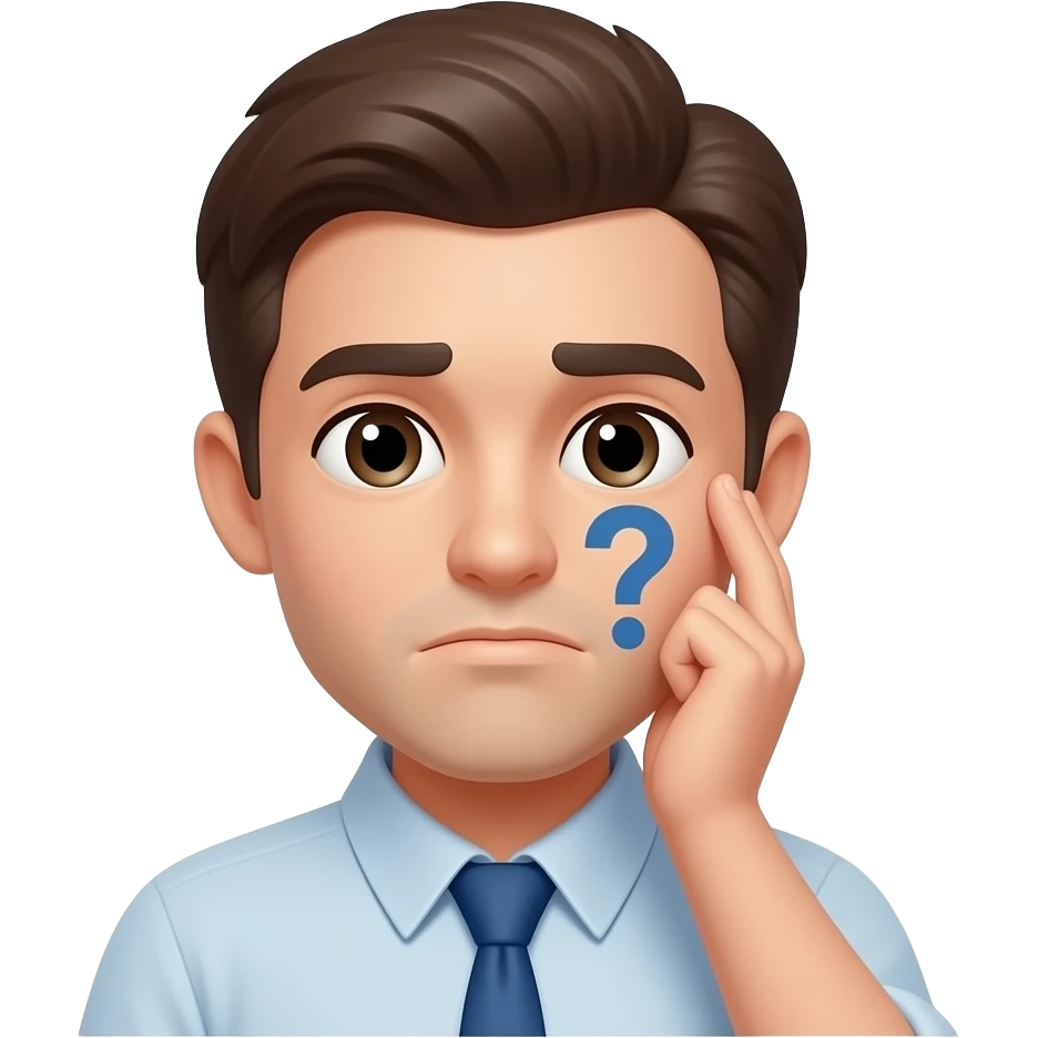 Emoji de un signo de interrogar con una mano tocándose la cara haciendo expresión de qué pasó emoji