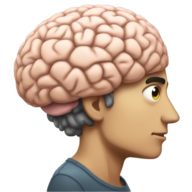 thinking human with huge brain emoji