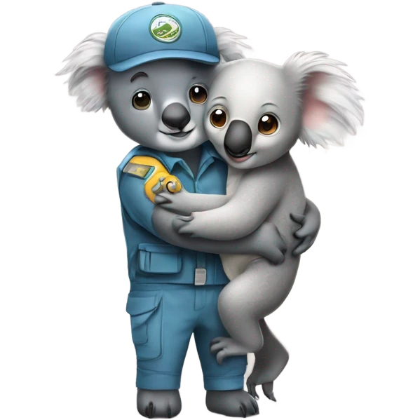 cute koala hugging human zookeeper emoji