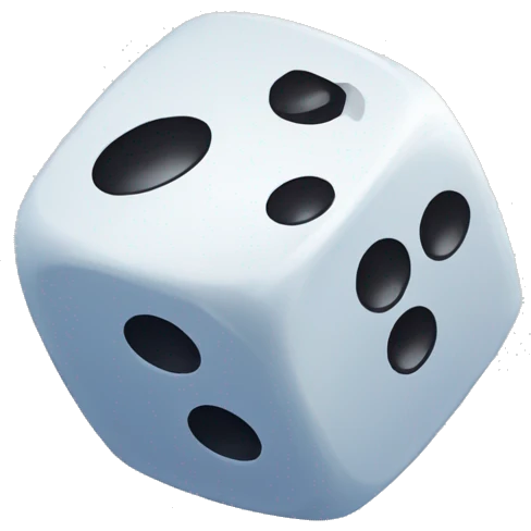 A d4 dice with a halo emoji