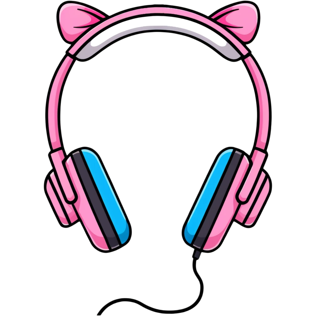 white headphones with pink bows emoji
