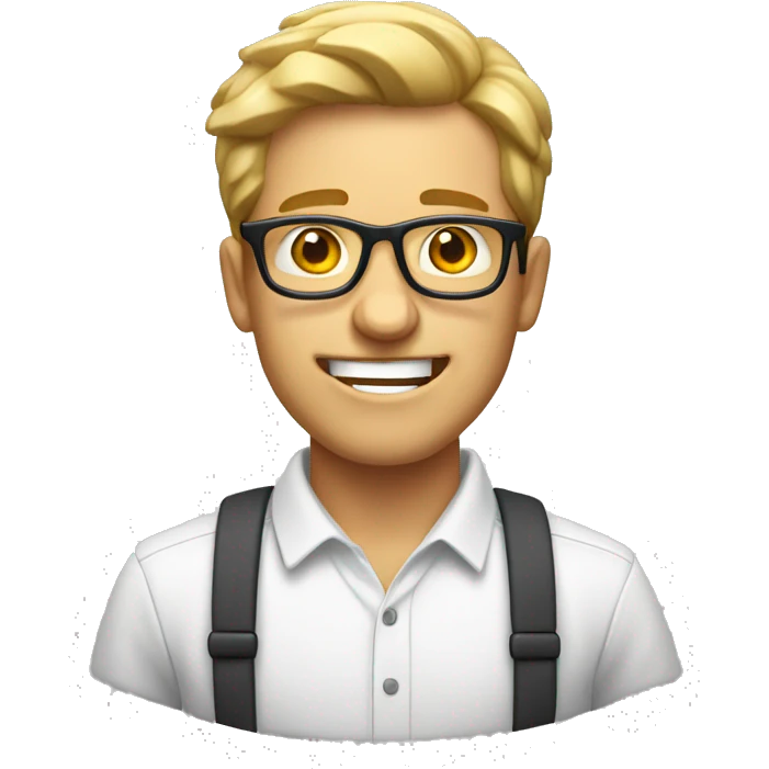 Nerd white guy, marketing type, impressed, mouth open emoji