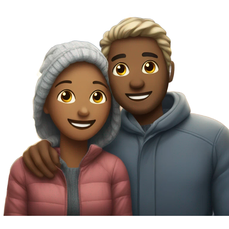 happy couple under christmas lights emoji