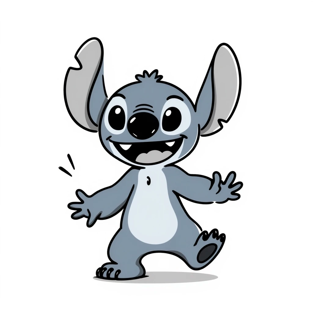 Stitch, the blue alien from Lilo & Stitch, hand-drawn doodle style emoji