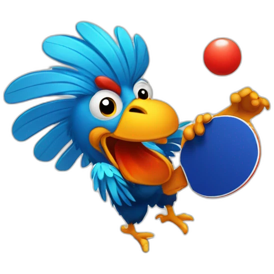 rooster playing table tennis emoji