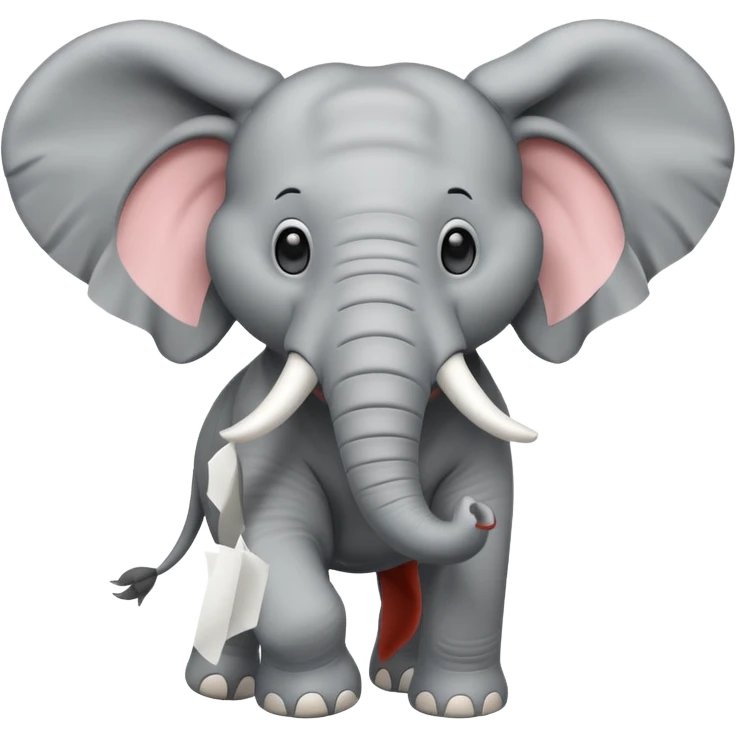 an elephant running with a paper in its mouth  emoji