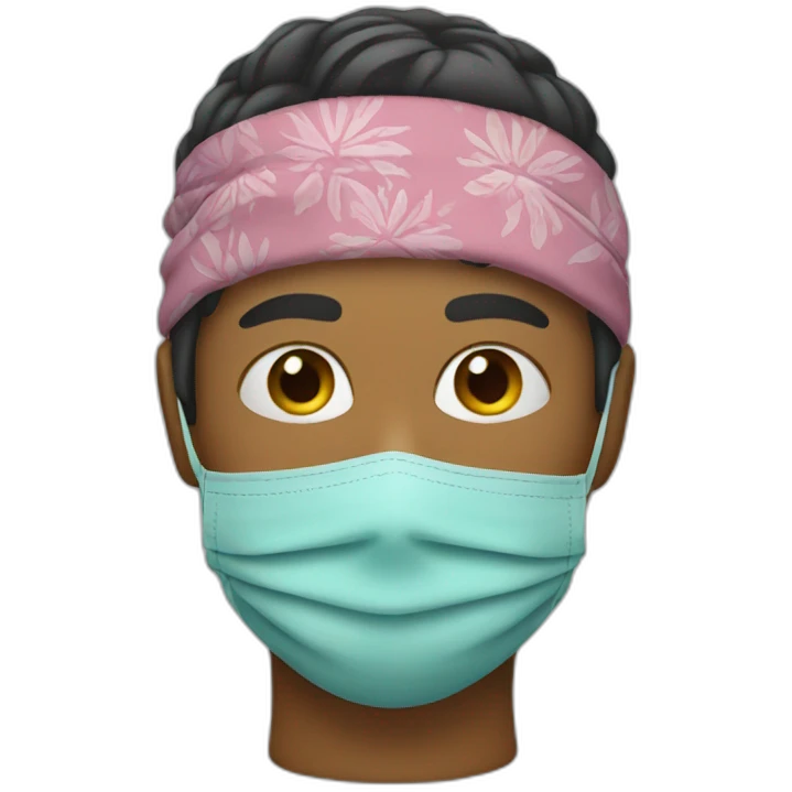 Someone with a bandana and a mask emoji