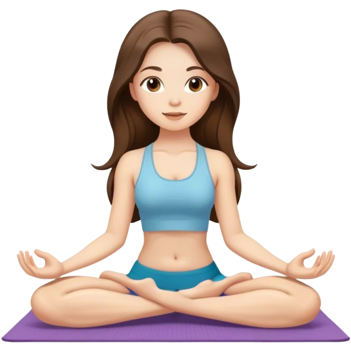 beautiful pale brunette girl with long hair doing yoga  emoji
