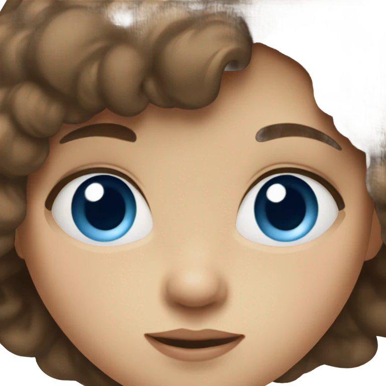 brown haired girl portrait blue eyes emoji