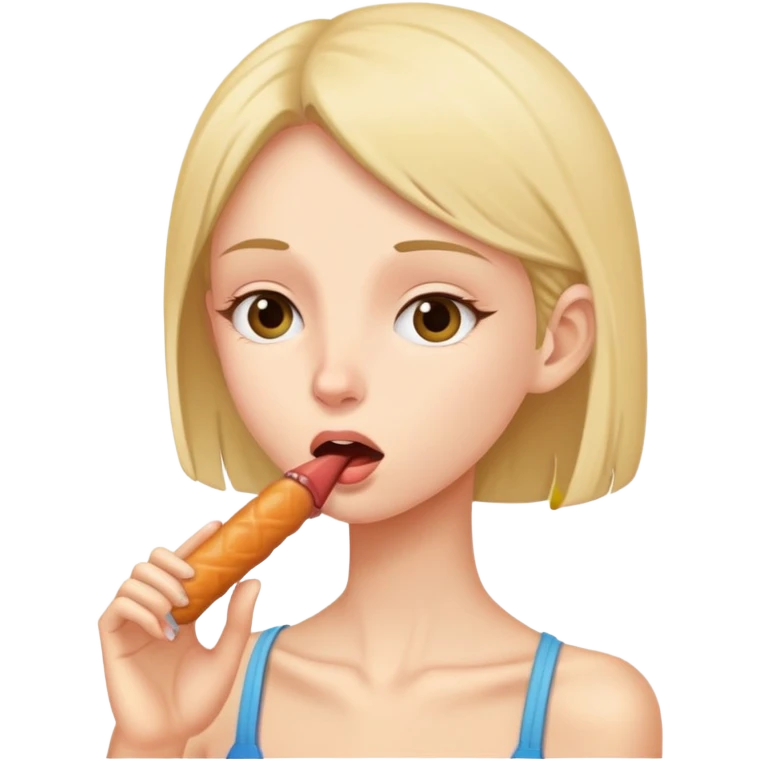 Skinny girl deepthroating a dick emoji