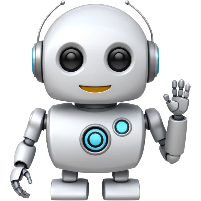 robot cartoon simple kid toy white innocent funny gudget chatGPT friendly smiley round adorable musical emoji