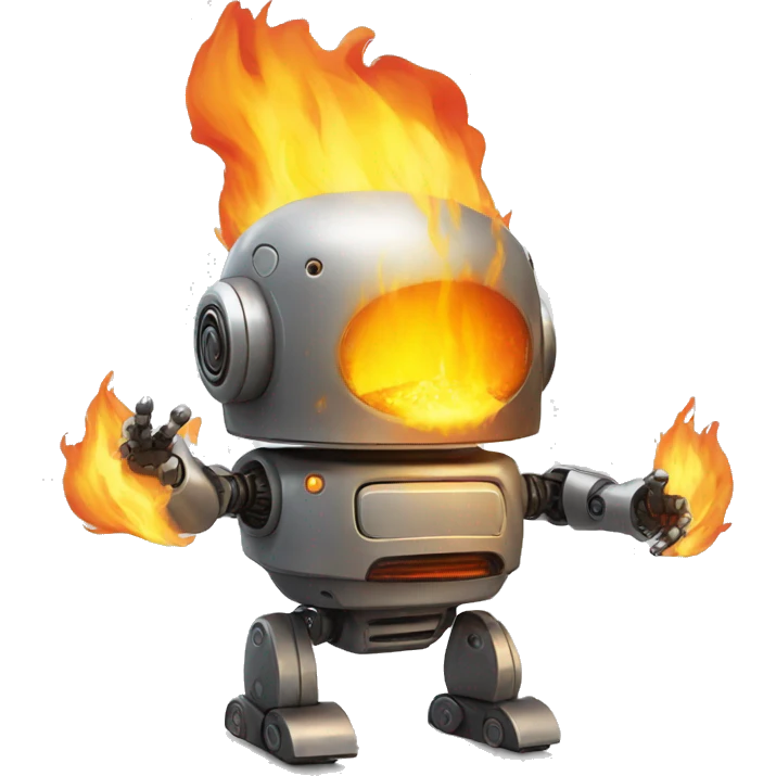 robot on fire without a head emoji