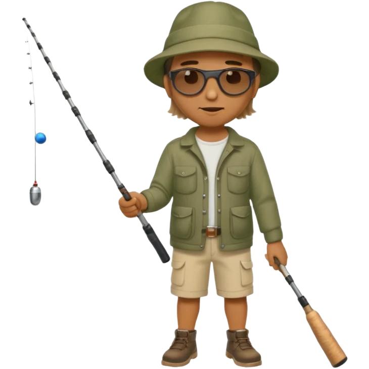 Man in motion casting a fishing rod full body emoji