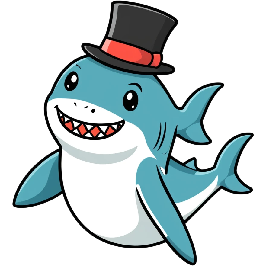 Shark with a top hat emoji