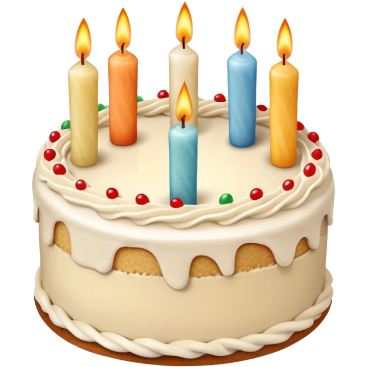 Aesthetic beige birthday cake with candles emoji