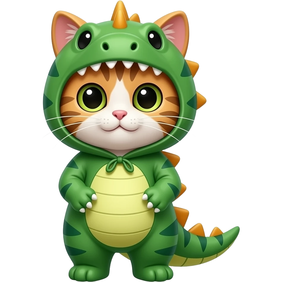 cat wearing dinosaur costume emoji