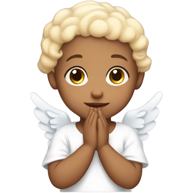 Cute baby Angel with hands under chin emoji