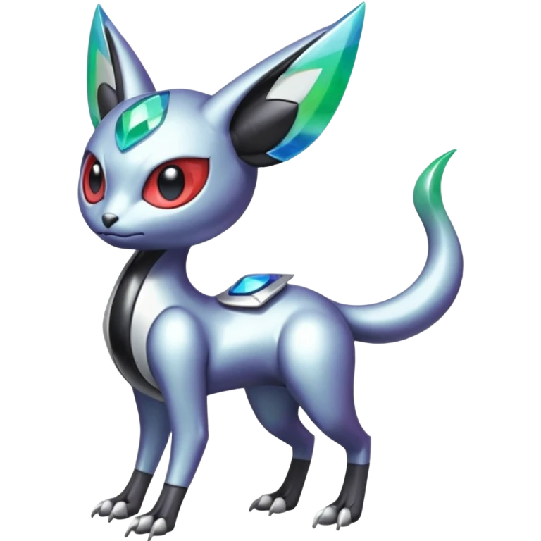 Shiny Colorful Futuristic Cyber-Vernid-Trico-Meloetta-Latias-Koraidon-Peppercat-Protogen-Pokémon-Digimon-Fakémon-fusion-hybrid-creature emoji