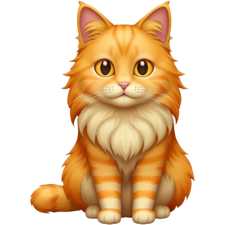 cat with long hair and light orange fur. full body.  emoji