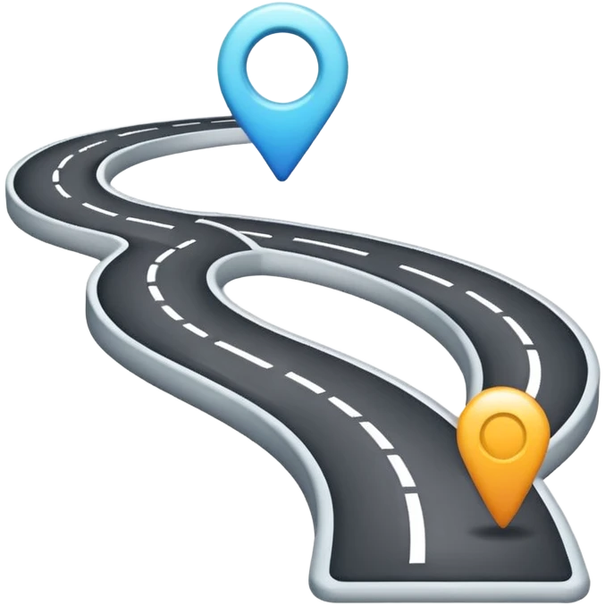 Clean roadmap icon emoji with curved path and milestones, modern corporate style emoji