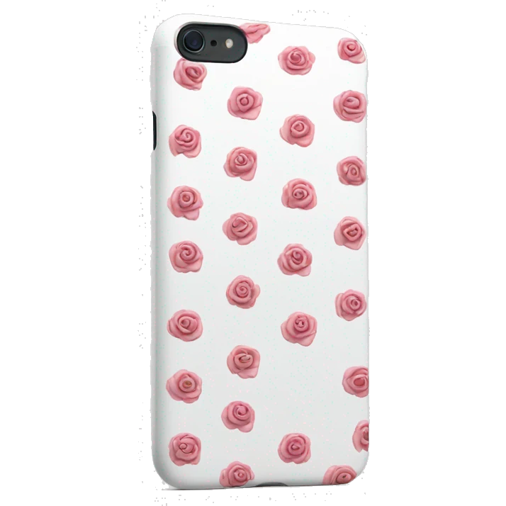 iPhone 16 White with rose case emoji