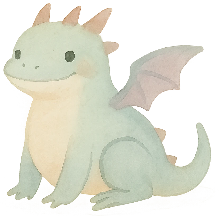 watercolor art of a dragon and frog fused together, cute and soft colors emoji