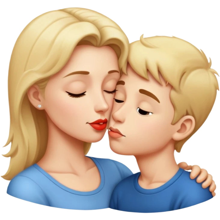 naked Mom and son kissing emoji