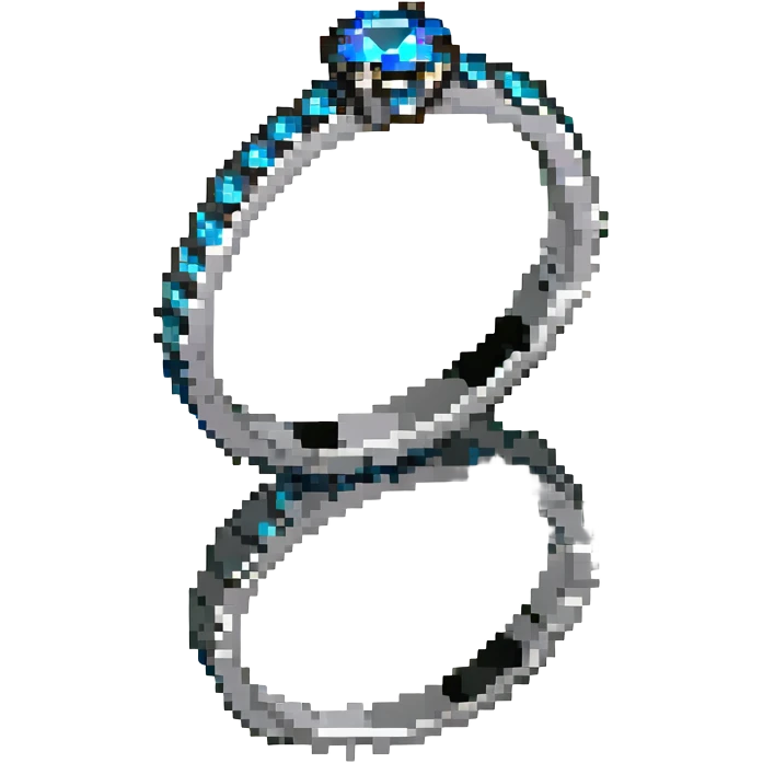 wedding ring with a blue diamond pixel art emoji