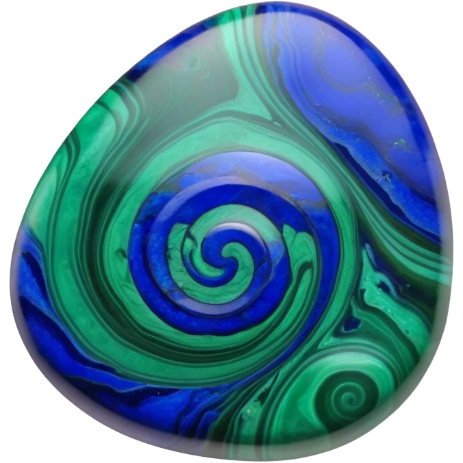 Smooth polished cabochon of azurite-malachite with deep blue and emerald green swirls emoji