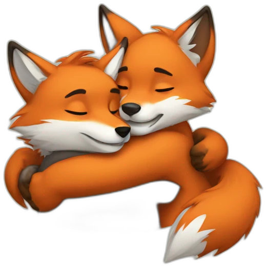 Fox hugs wolf emoji