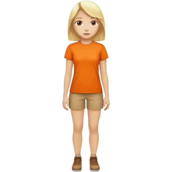 woman with blond hair standing showing full body with orange shirt emoji