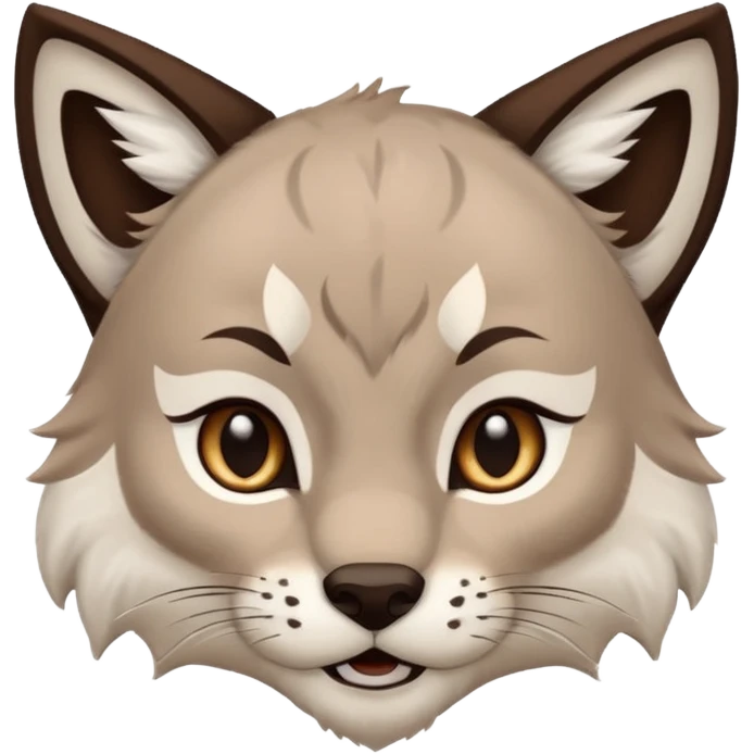 White boy with dark brown hair and white lynx ears emoji