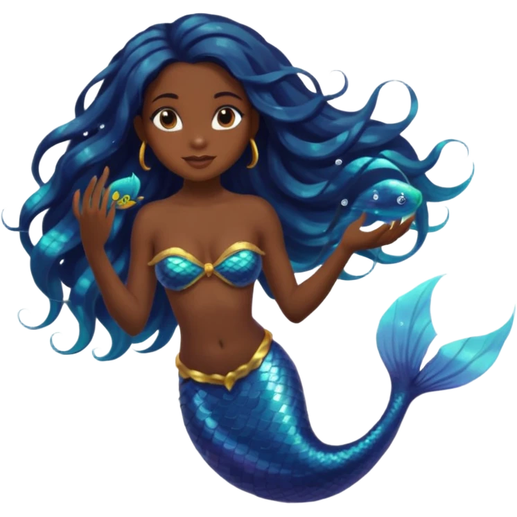 Very sexy topless black girl meremaid emoji