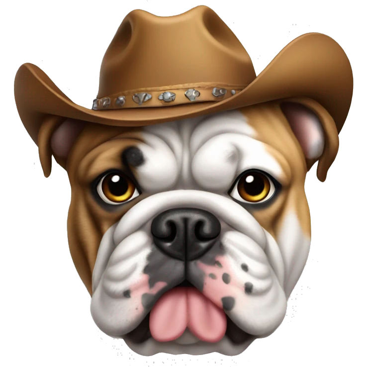 English bulldog wearing a cowboy hat emoji