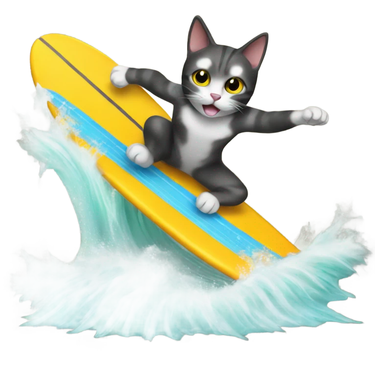 Cat surfing emoji