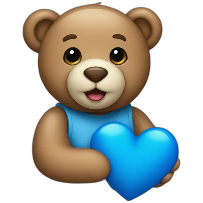 A teddy bear holding blue heart  emoji