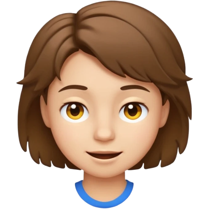 face of young person with short tousled brown hair, light skin, winking expression, emoji style emoji