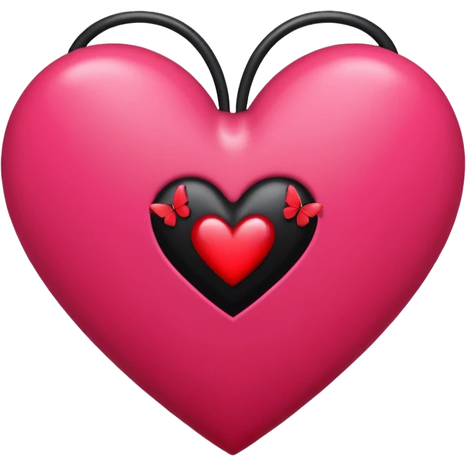 Really cool heart emoji for my sexy girlfriend that’s mainly  red & black. With just super super tiny hot pink butterflies on it.  emoji