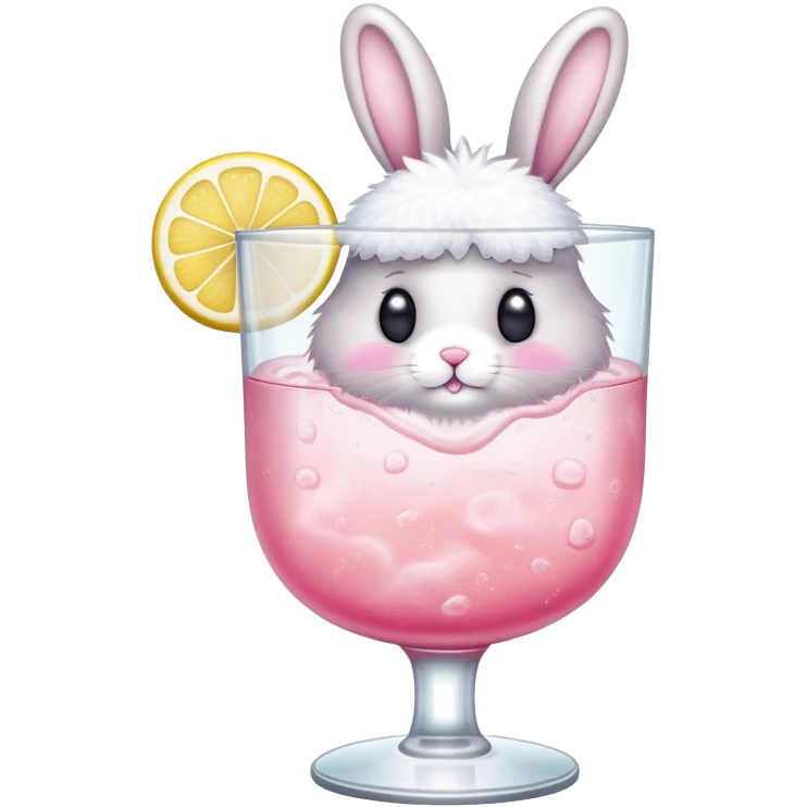 A glass of pink lemonade and a bunny emoji