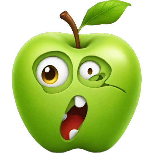 An Apple with worm emoji