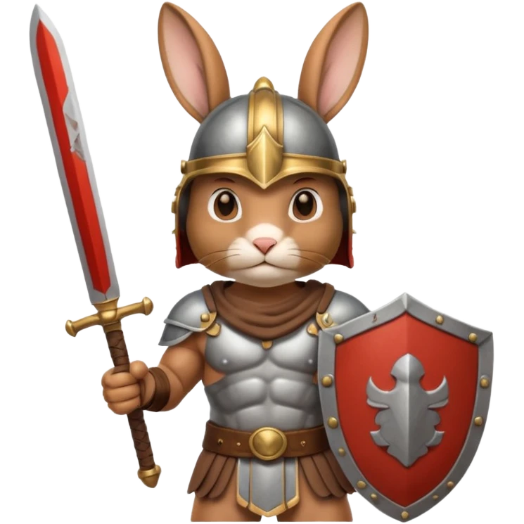 a rabbit Roman Gladiator, half upper body emoji